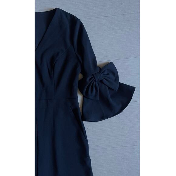 Donna Morgan Women's Black V Neck Jumpsuit with Bell Sleeve - Picture 4 of 6